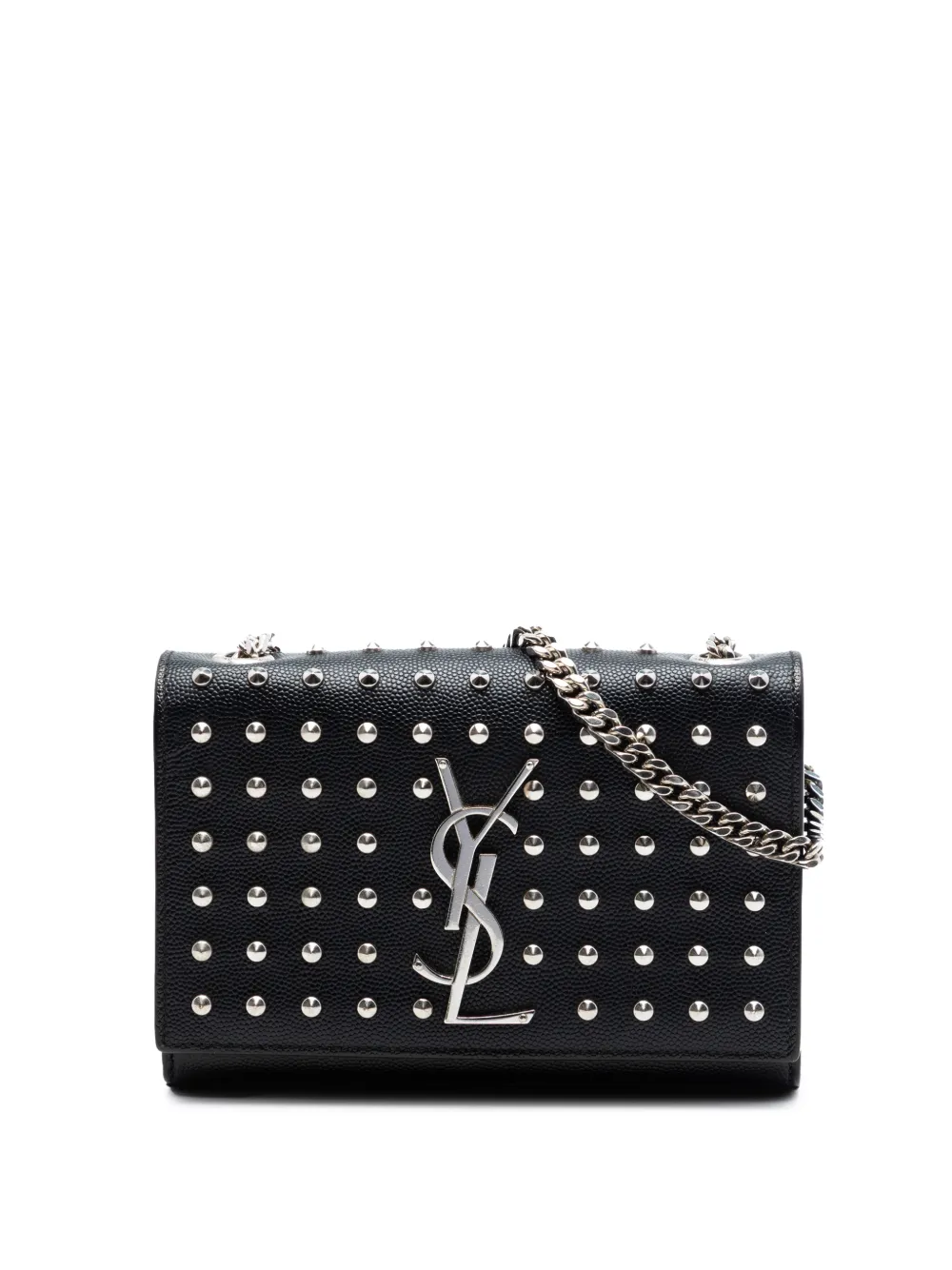 Saint Laurent Pre-Owned 2014 Small Grain De Poudre Studded Monogram Kate crossbody bag - Nero