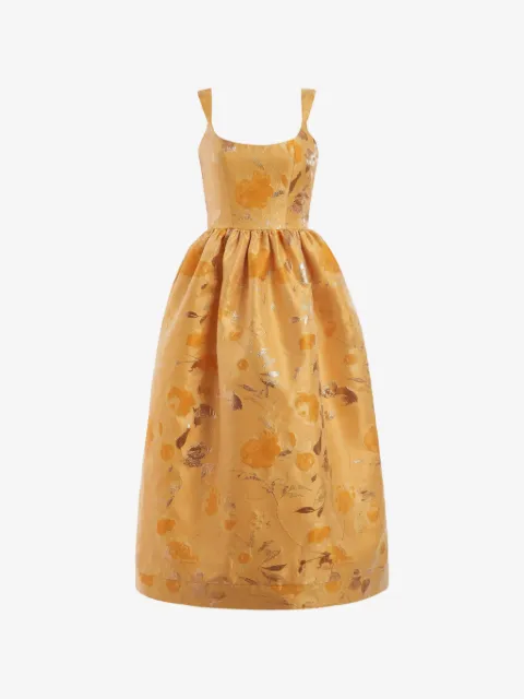 Markarian Apple floral-brocade corset-style midi dress