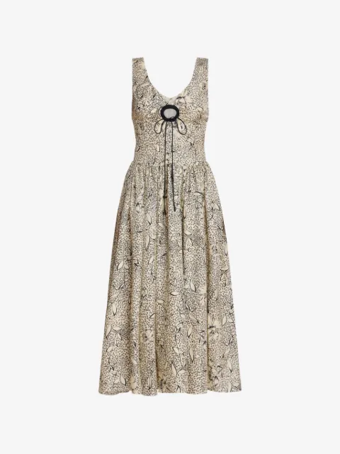 Markarian Penelope floral-print keyhole midi dress