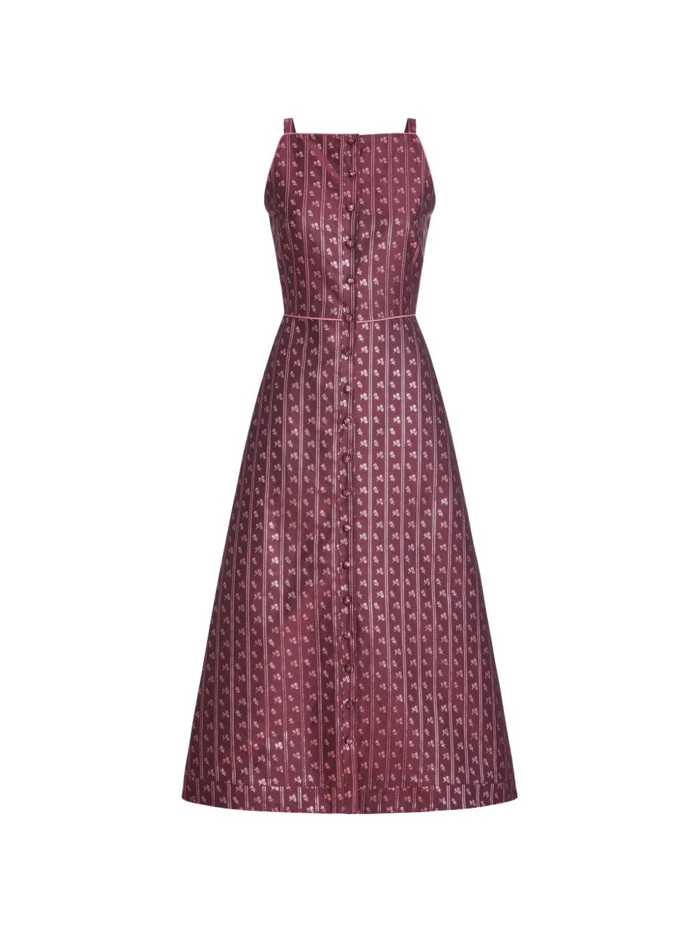 Markarian Minette Midikleid in A-Linie mit Blumenstreifen - Rot
