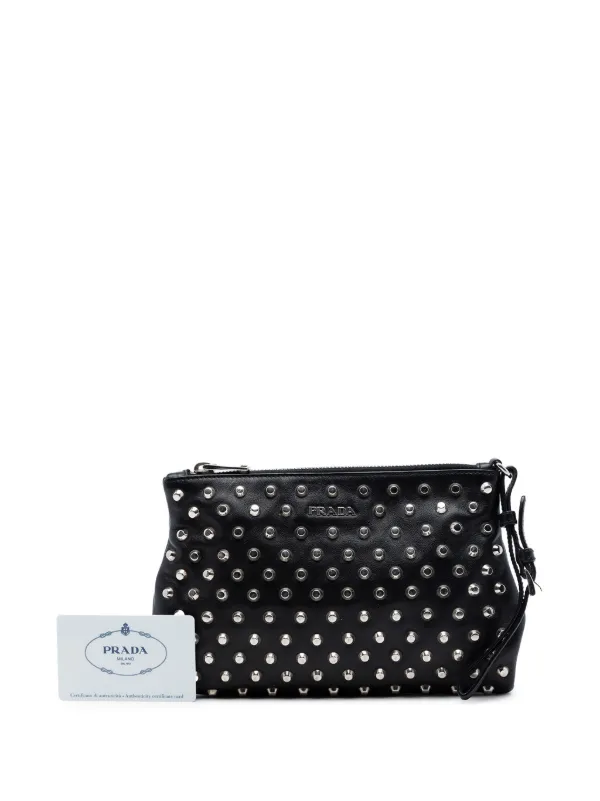 Prada Pre-Owned 2010-2026 スタッズ レザー クラッチバッグ 