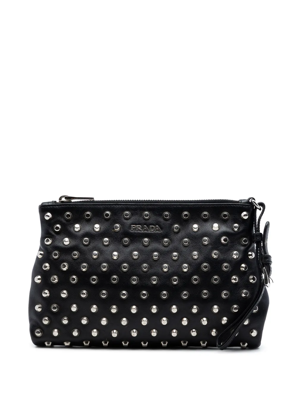Prada Pre-Owned 2010-2026 Studded Leather clutch bag - Schwarz