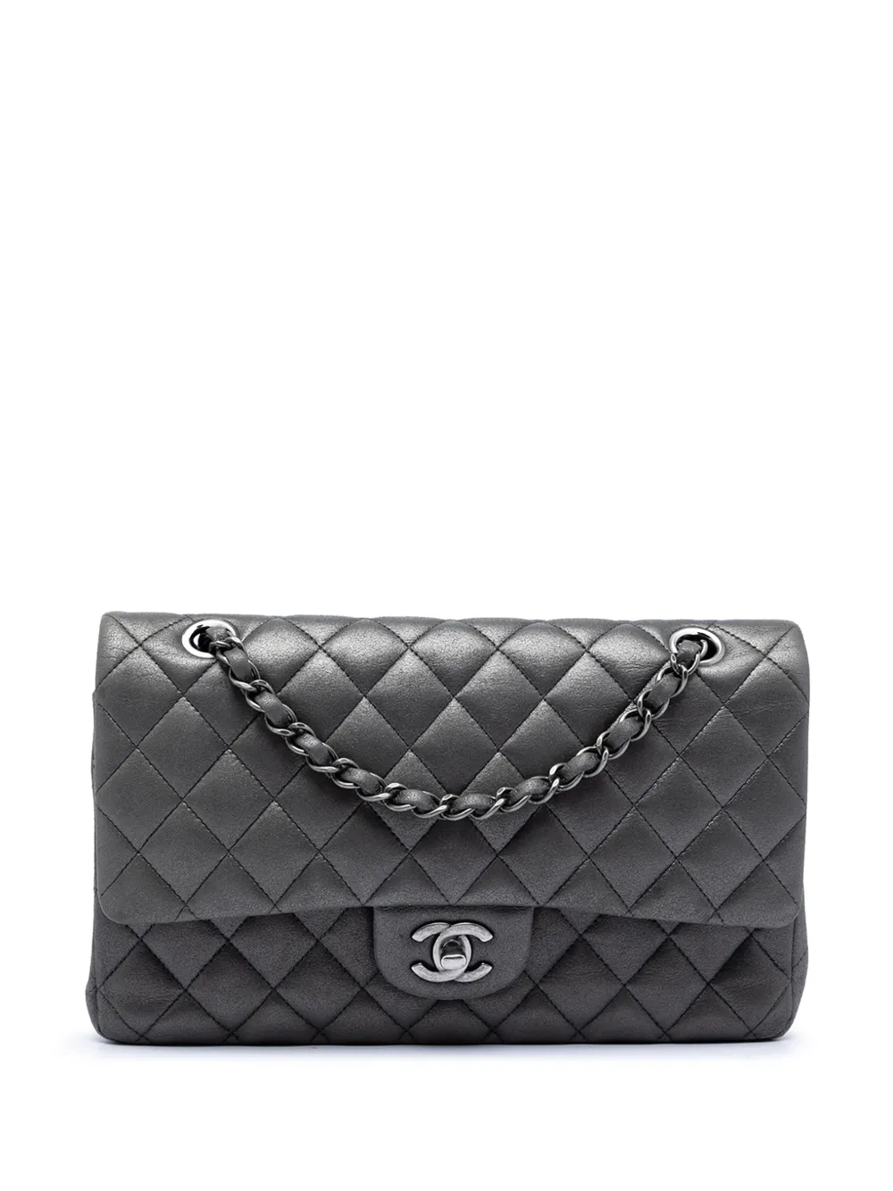CHANEL Pre-Owned 2014 Medium Classic Iridescent Lambskin Double Flap shoulder bag - Grigio