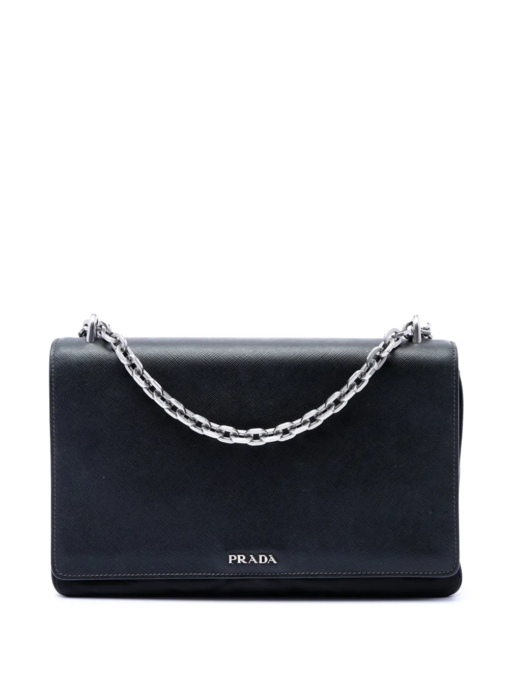 Prada Pre-Owned 2010-2026 Saffiano Lux and Tessuto Chain crossbody bag - Nero