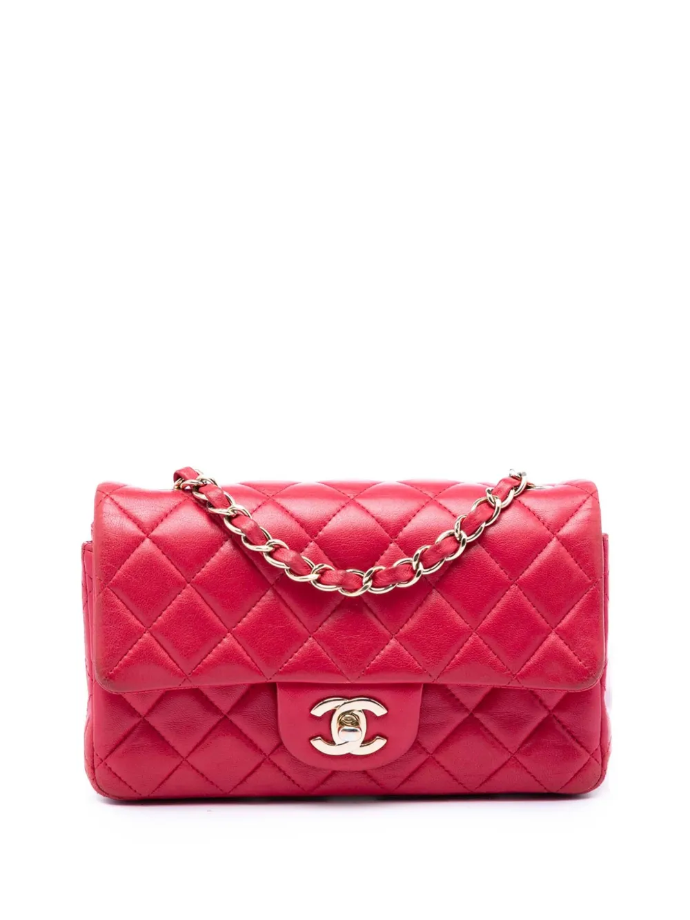 CHANEL Pre-Owned 2015-2016 Mini Rectangular Classic Lambskin Single Flap crossbody bag - Rosa