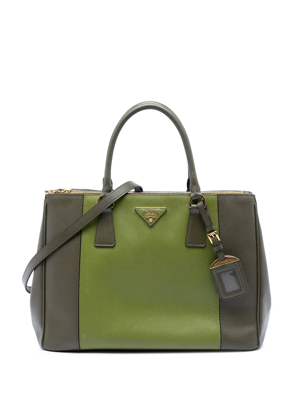 Prada Pre-Owned 2013-2026 Medium Bicolor Saffiano Lux Galleria Double Zip satchel - Verde