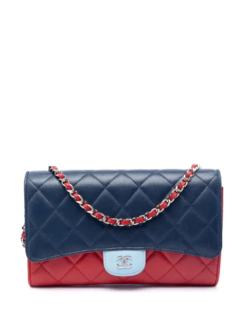 CHANEL Pre-Owned 2016-2017 Tricolor Quilted Lambskin Wallet on Chain shoulder bag