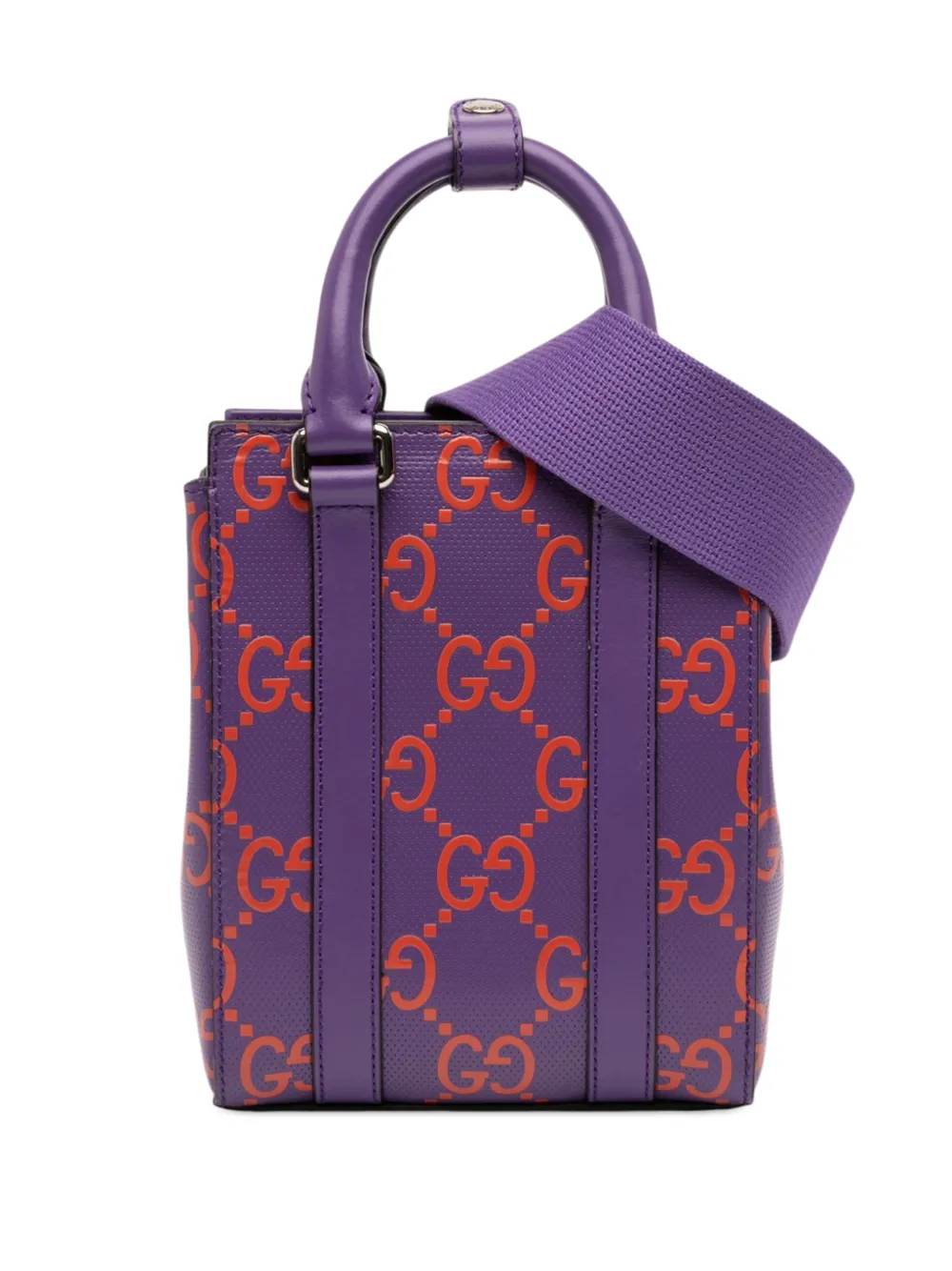 Gucci Pre-Owned 2016-2026 Mini GG Embossed Perforated Leather Tote satchel - Viola