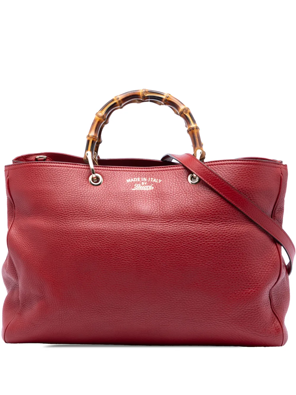 Gucci Pre-Owned 2016-2026 Large Calfskin Bamboo Shopper satchel - Rosso
