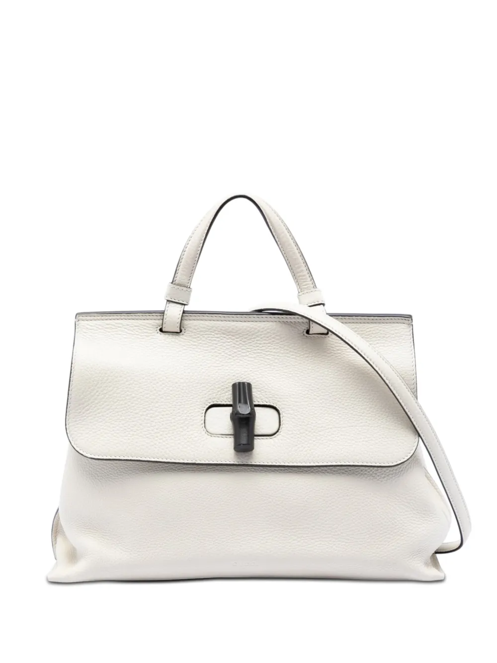 Gucci Pre-Owned 2016-2026 Medium Leather Bamboo Daily satchel - Bianco