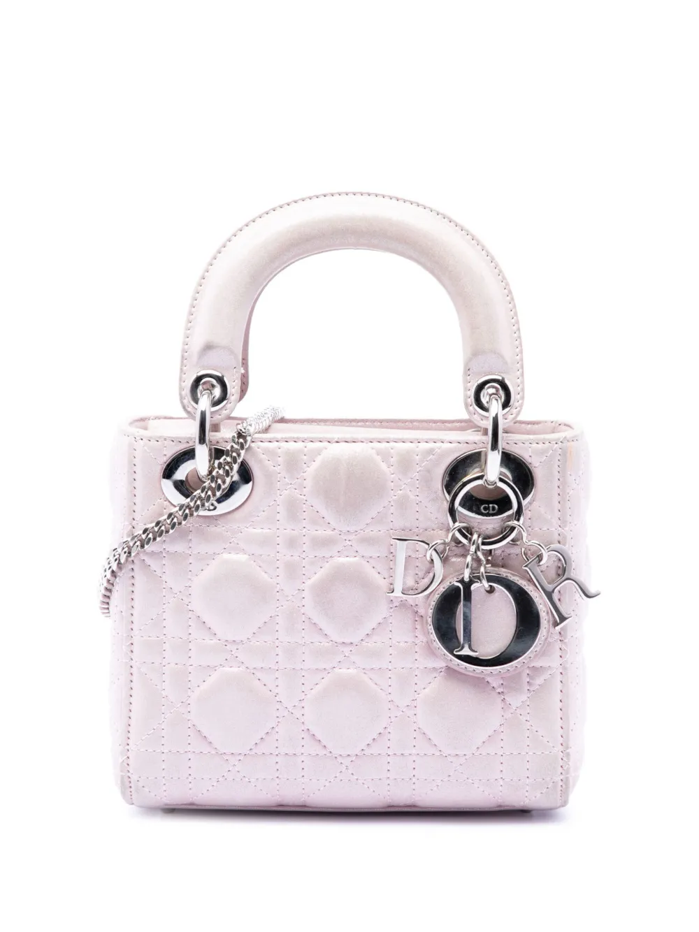 Christian Dior Pre-Owned 2015 Mini Iridescent Lambskin Cannage Lady Dior satchel - Rosa