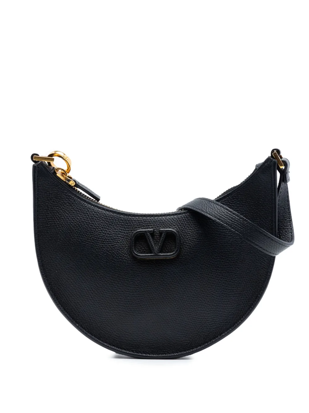 Valentino Garavani Pre-Owned 2018-2026 Mini Grainy Calfskin VLogo hobo bag - Nero