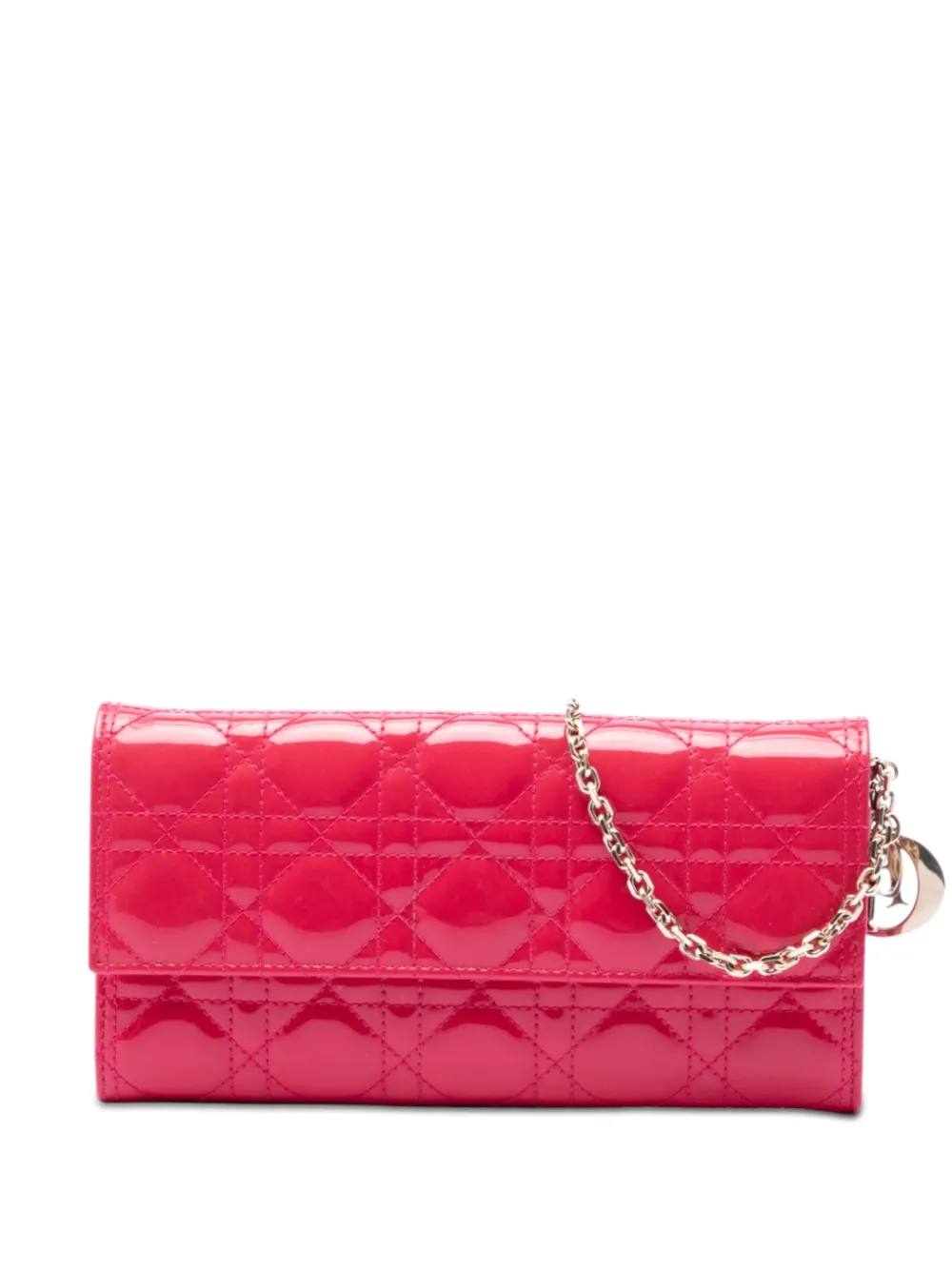 Christian Dior Pre-Owned 2014 Patent Cannage Lady Dior Wallet On Chain handbag - Rosa