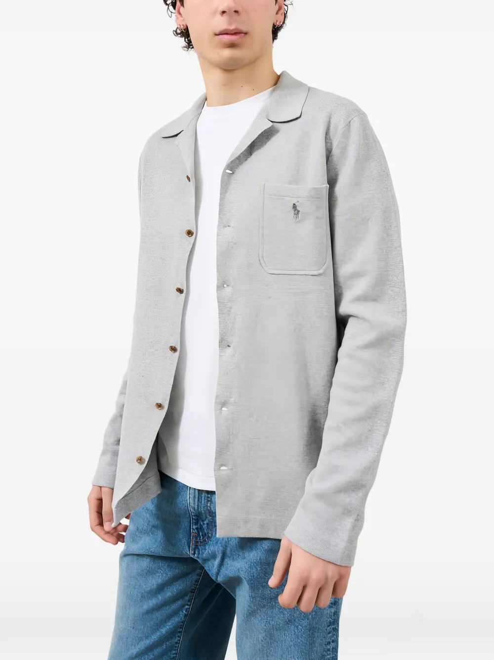 Polo Ralph Lauren logo-embroidered patch-pocket shirt - Grau