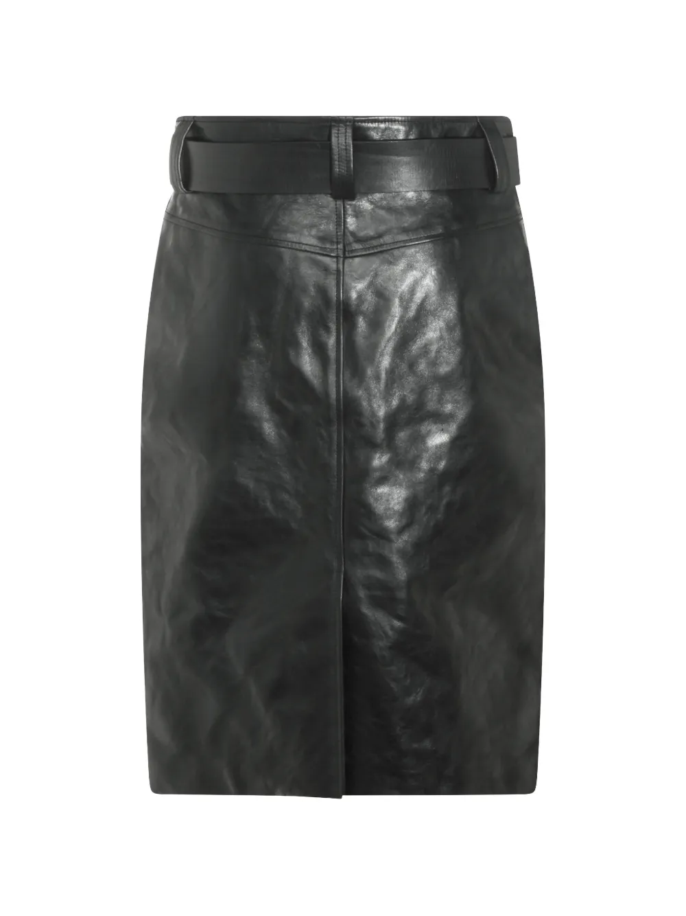 Saint Laurent Leren midi-rok Zwart