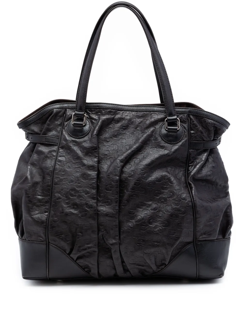 Gucci Pre-Owned 2016-2025 Embossed Leather Horsebit Full Moon tote bag - Braun