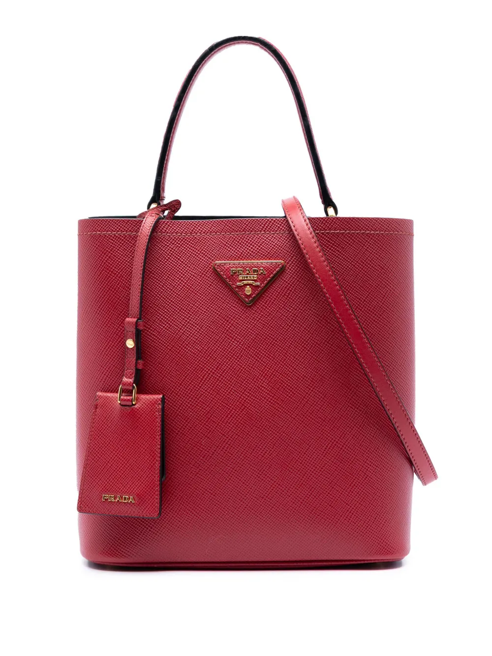 Prada Pre-Owned 2010-2026 Medium Saffiano Cuir Panier satchel - Rosso