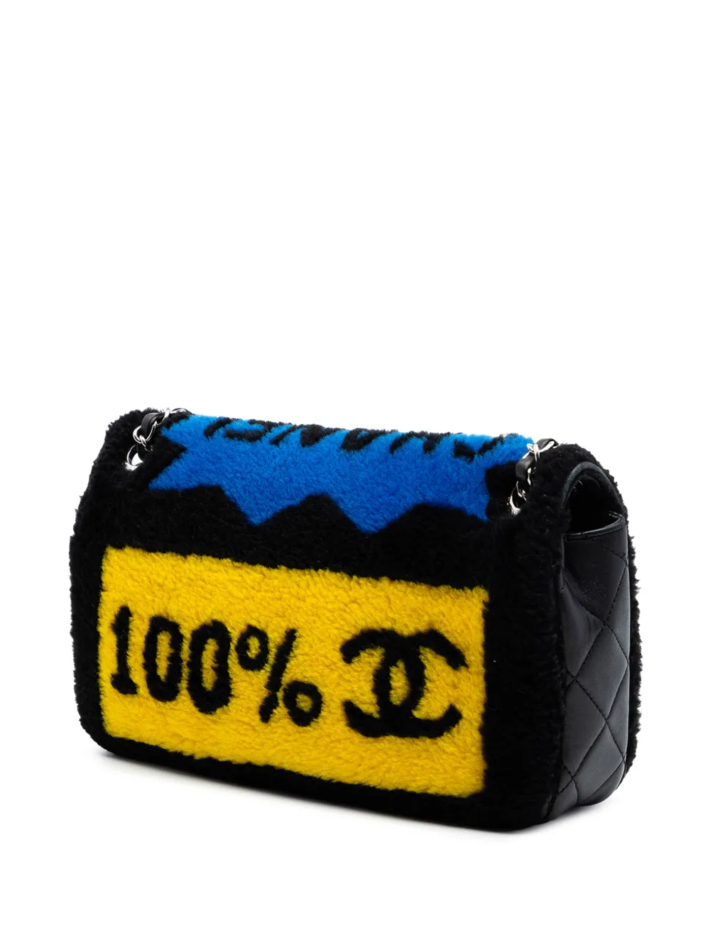  Chanel Pre-owned Borsa A Spalla No 5 Pop Art Flap In Shearling E Pelle Di Agnello Con Design Patchwork 2014-2015 - Nero 