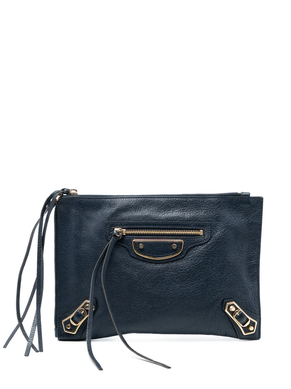 Balenciaga Pre-Owned 2017 Chevre Motocross Classic Metallic Edge clutch bag - Blu