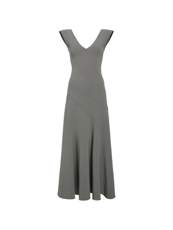 grey crepe dress Romana in Matte Double Wood crepe chiffon dress short