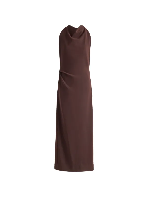 proenza schouler brown dress Women's Selena Double-Face Crepe Maxi - Dark Midi dress