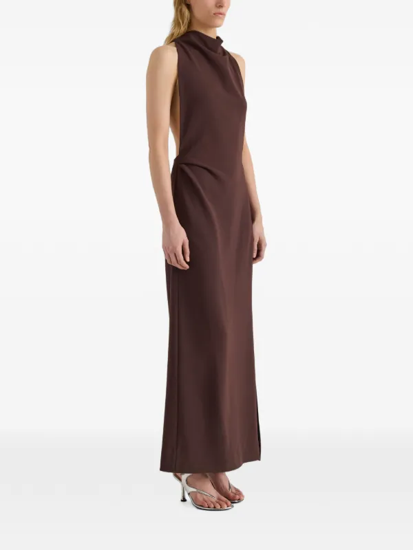 proenza schouler brown dress Women's Selena Double-Face Crepe Maxi - Dark FALLW24-ALL Sheath/Column Sweetheart Sleeveless Floor-Length Size:43 / US 17 - Regular Product code