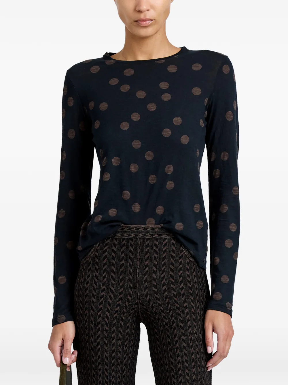 Proenza Schouler Mia jersey top met stippen Zwart