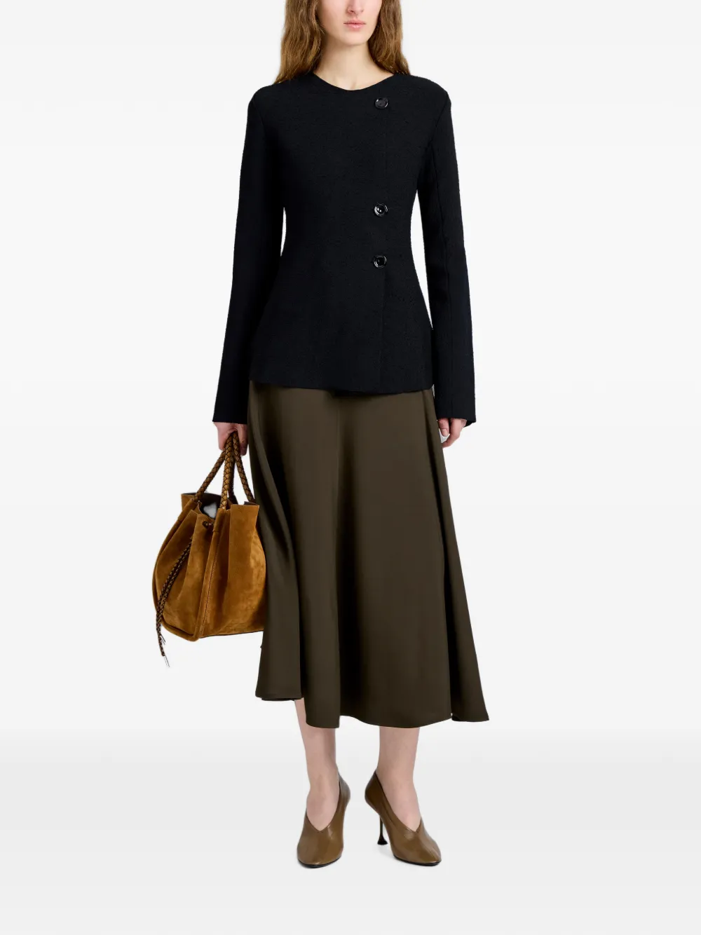 Proenza Schouler Sukki jas van gedrapeerde viscose Zwart
