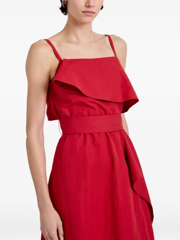 proenza schouler white label red dress White Label cotton poplin midi dress in red - Proenza Schouler