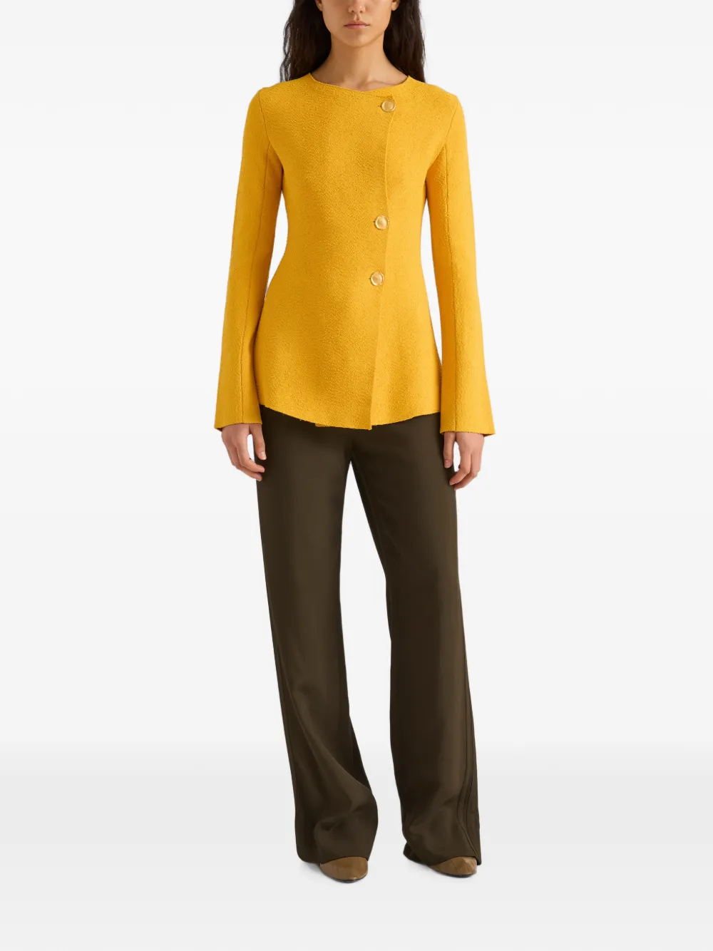 Proenza Schouler Sukki Jacket in Draped Viscose in Yellow, view 2
