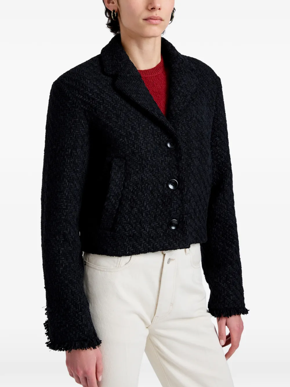 Proenza Schouler White Label Nima geweven jas Zwart
