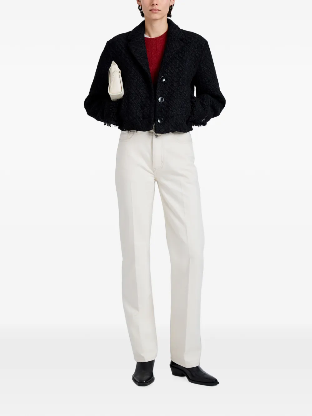 Proenza Schouler White Label Nima geweven jas Zwart