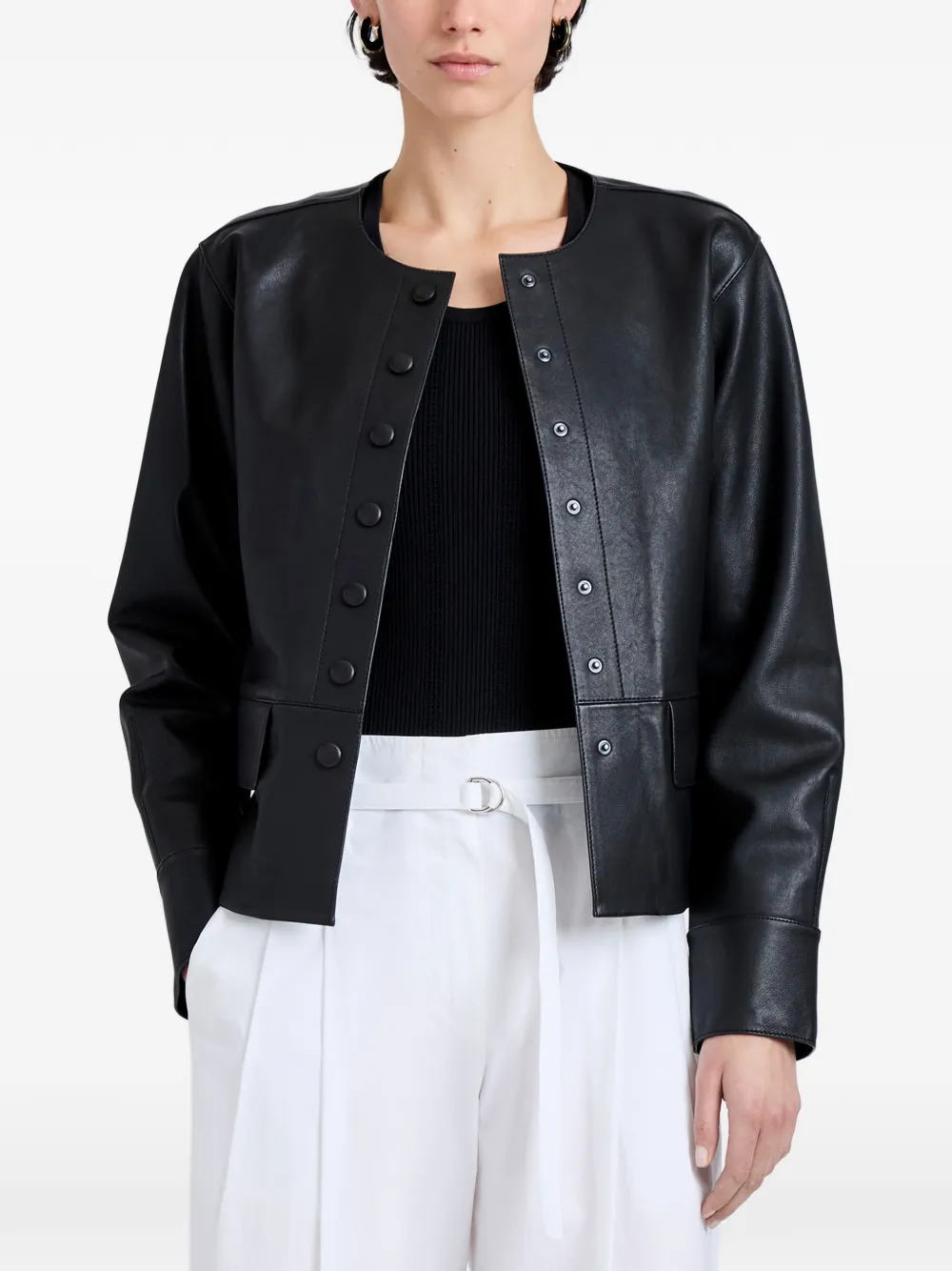 Proenza Schouler White Label Robin jas van leer Zwart