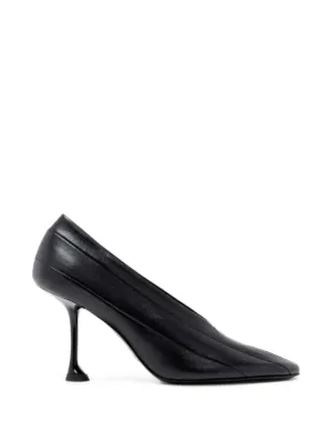 Jil Sander スクエアトゥ レザーパンプス | ブラック | FARFETCH JP