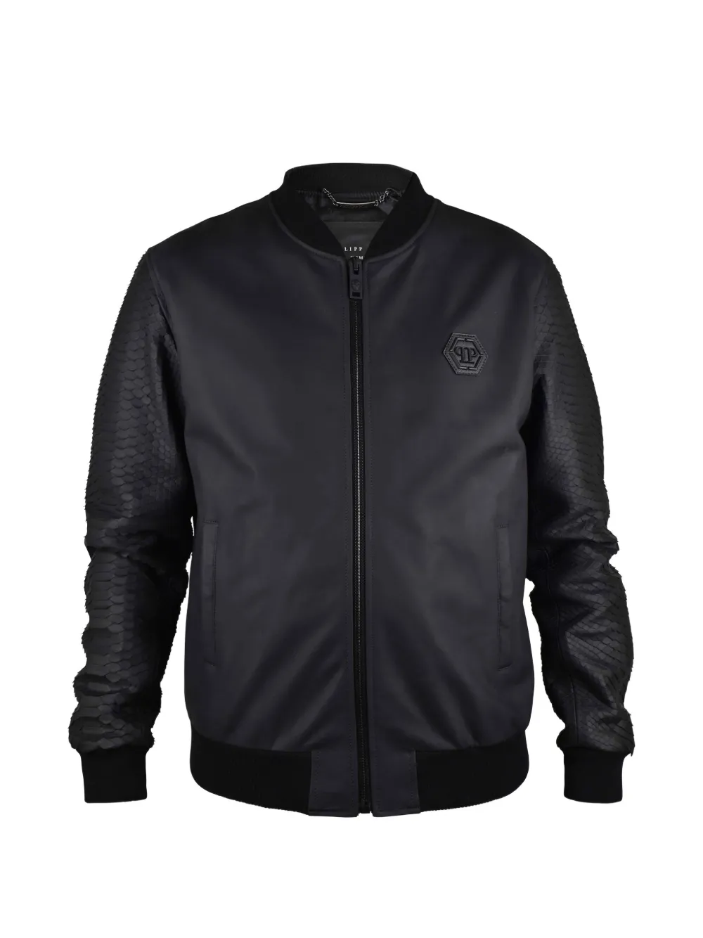 Philipp Plein leather bomber jacket - Schwarz