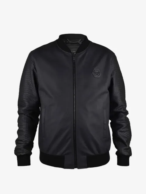 Philipp Plein leather bomber jacket