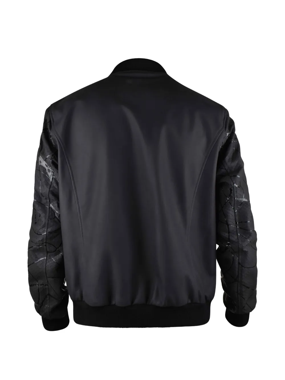 Philipp Plein Leren bomberjack met python-effect Zwart