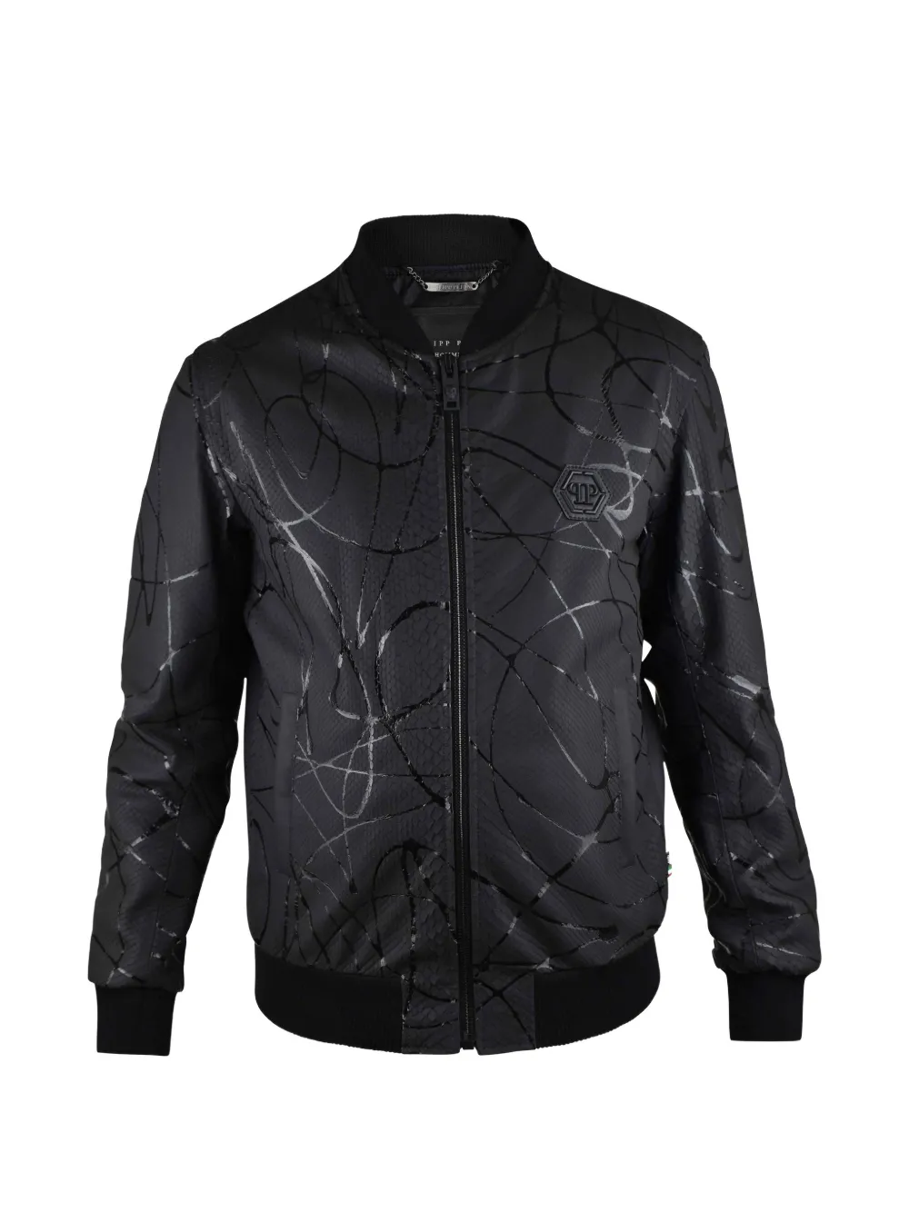 Philipp Plein python-effect leather bomber jacket | Black | Image 1