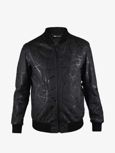 Philipp Plein python-effect leather bomber jacket