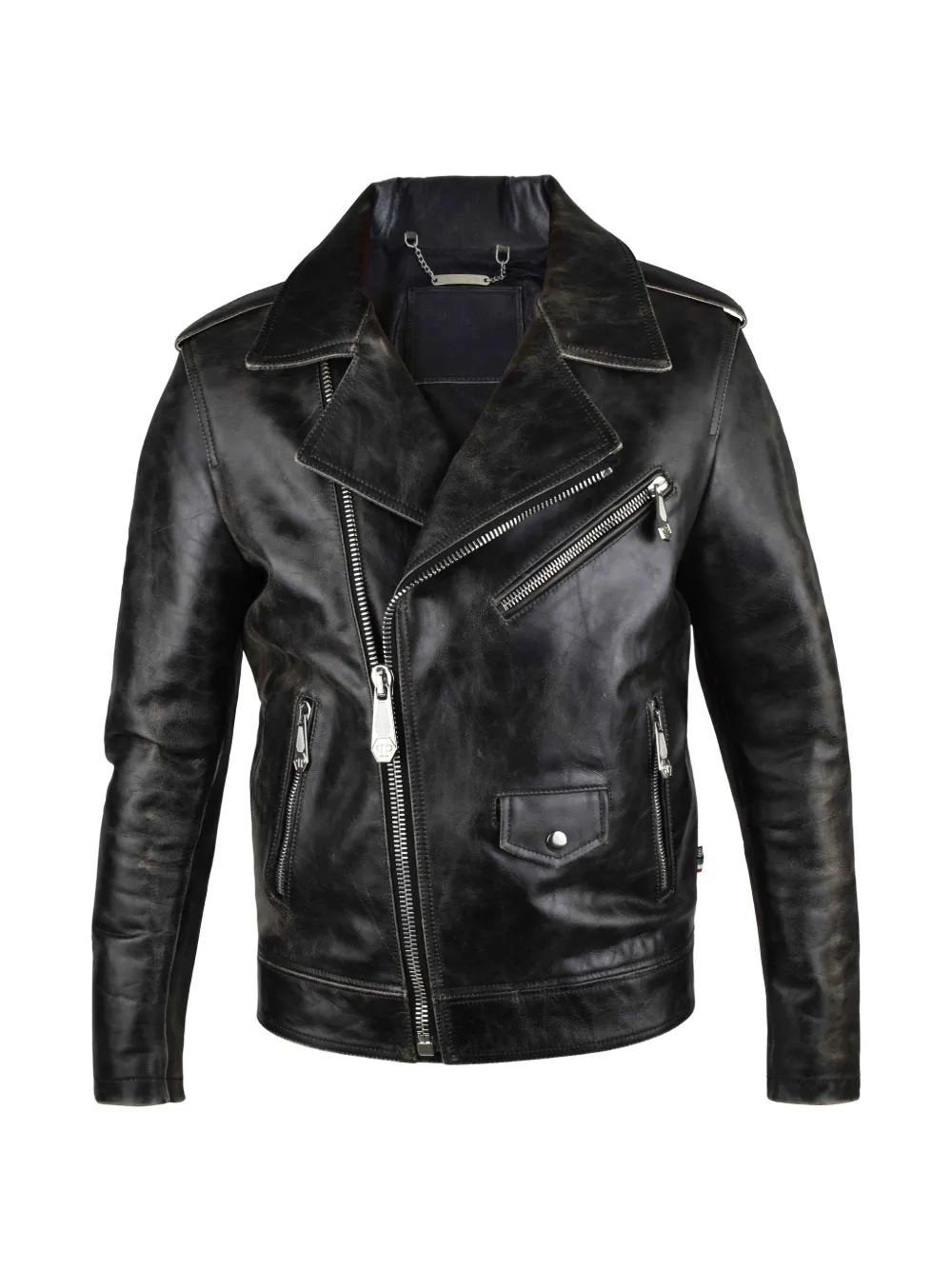 Philipp Plein leather biker jacket - Nero