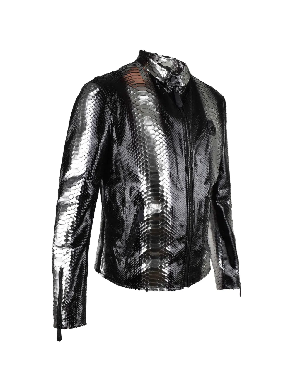 Philipp Plein python-leather jacket Zwart