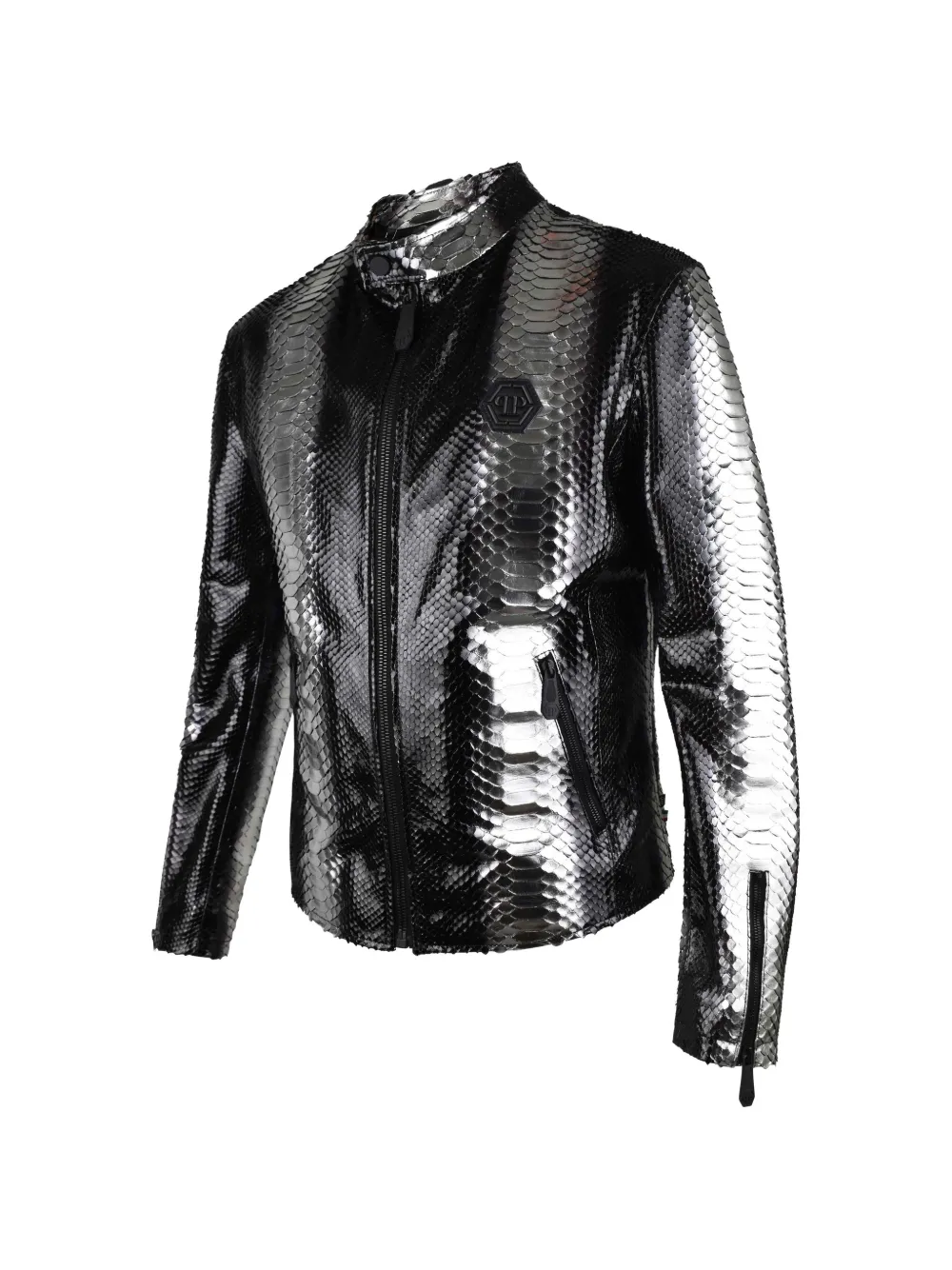 Philipp Plein python-leather jacket Zwart
