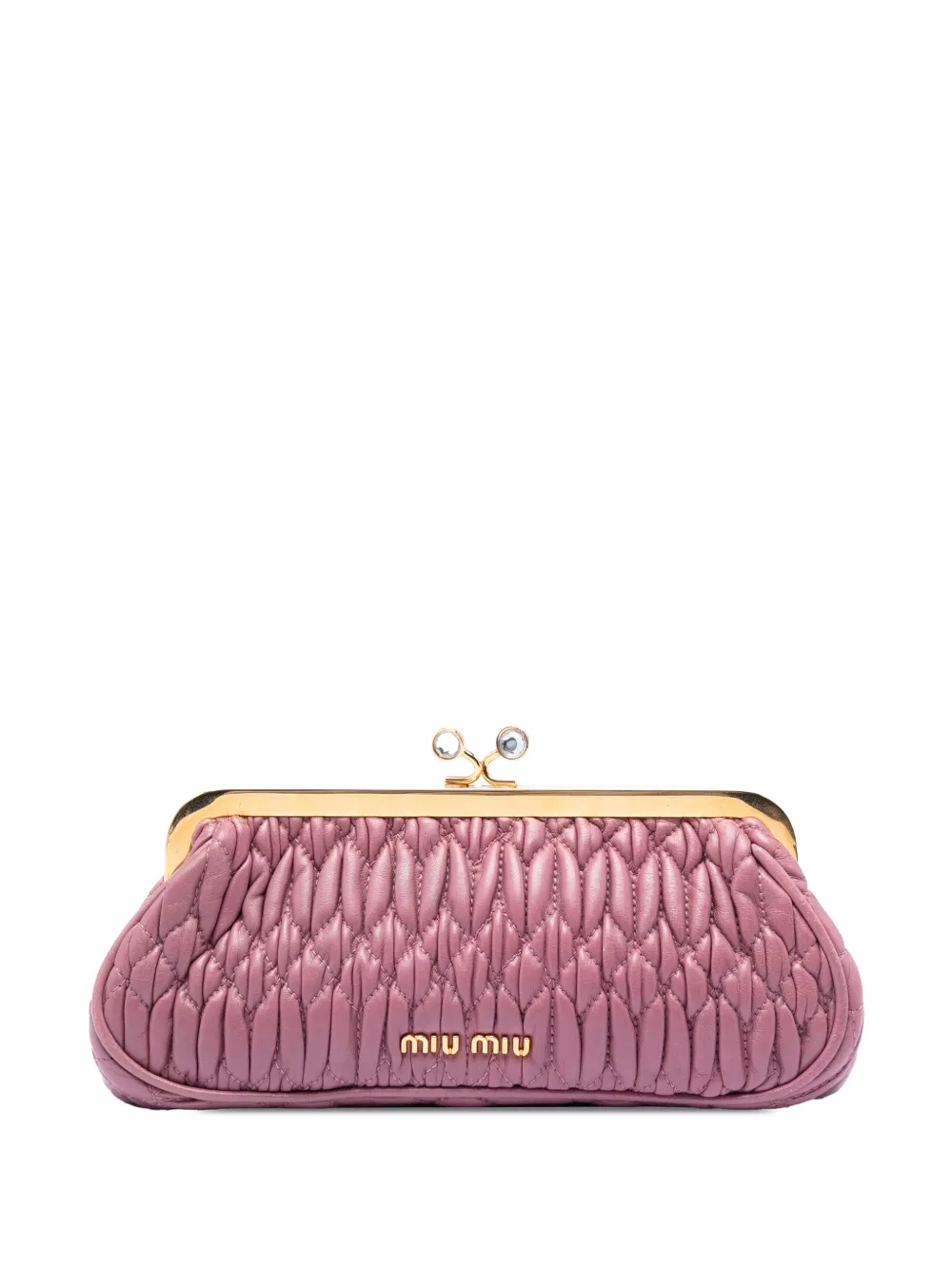 Miu Miu Pre-Owned 2010-2026 Matelasse Nappa Kiss Lock Frame clutch bag - Rosa