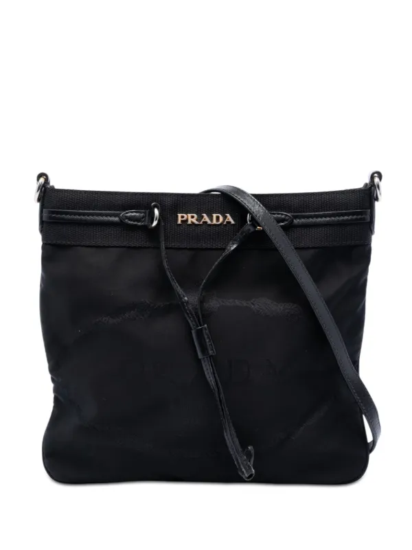 Prada Pre-owned 2000-2026 Tessuto Canapa Logo Crossbody Bag in Black