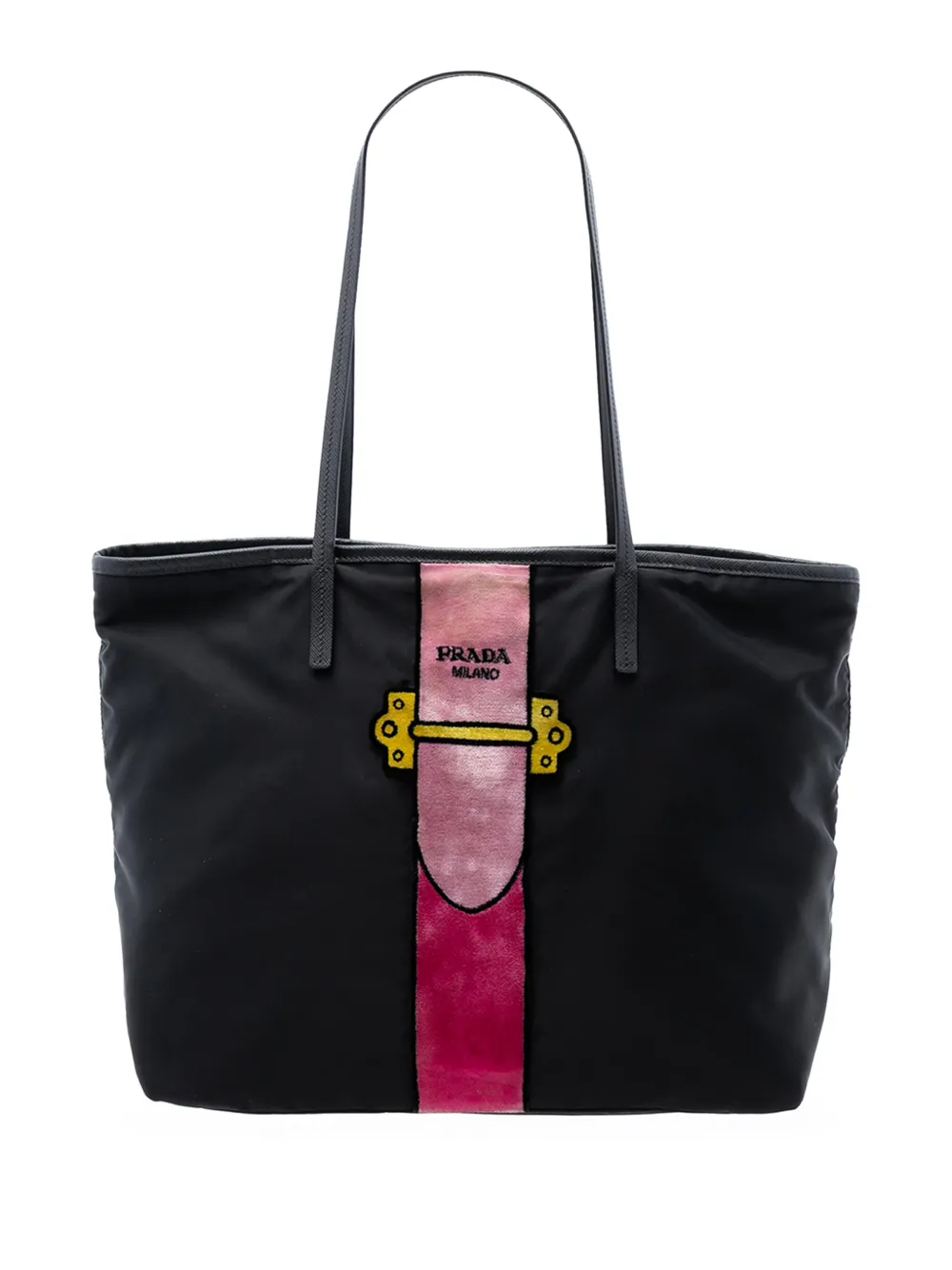 Prada Pre-Owned 2013-2026 Tessuto Velluto Ricamo Trompe L oeil tote bag - Schwarz