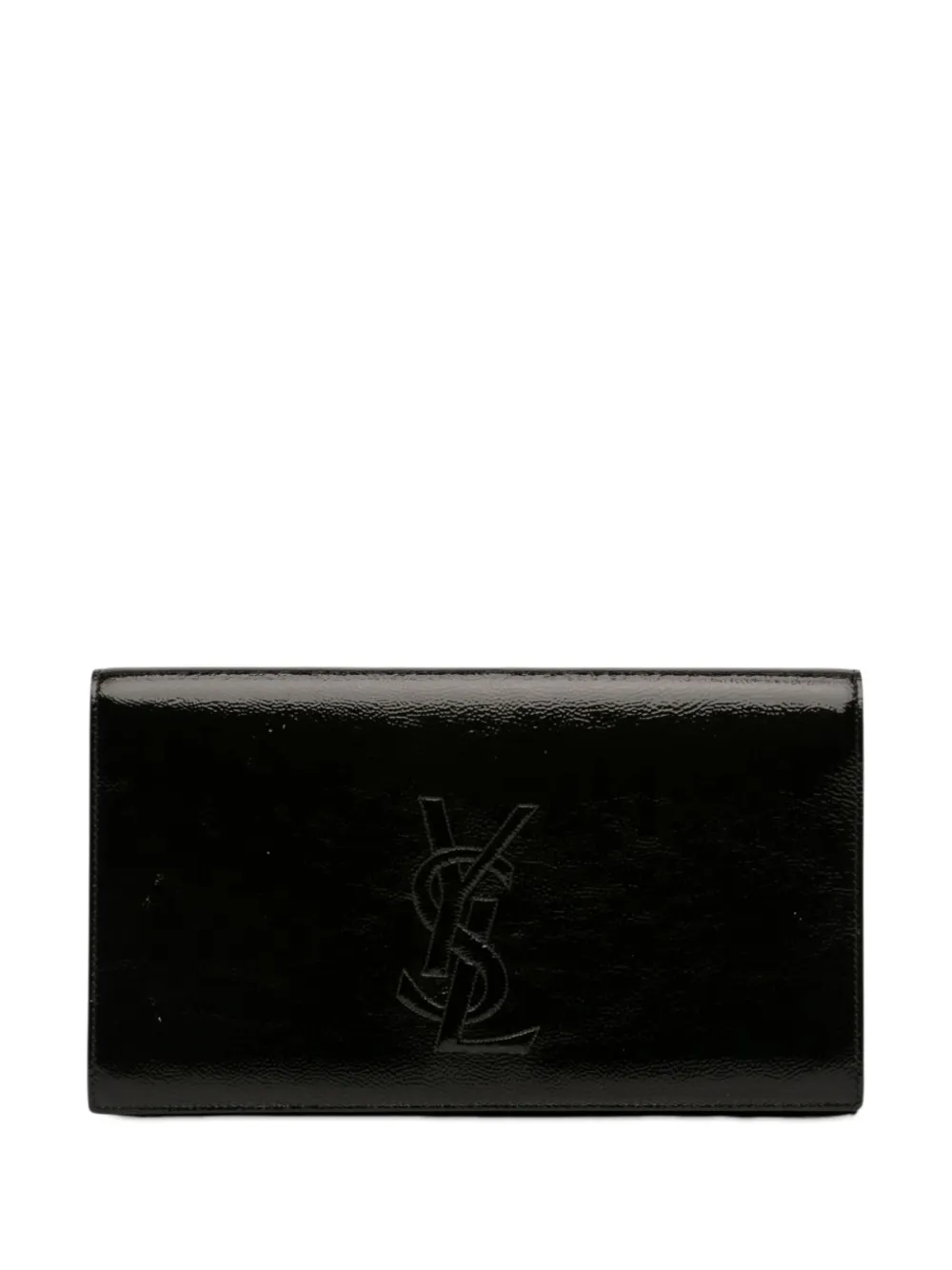 Saint Laurent Pre-Owned 2012 Large Textured Patent Monogram Belle De Jour clutch bag - Nero