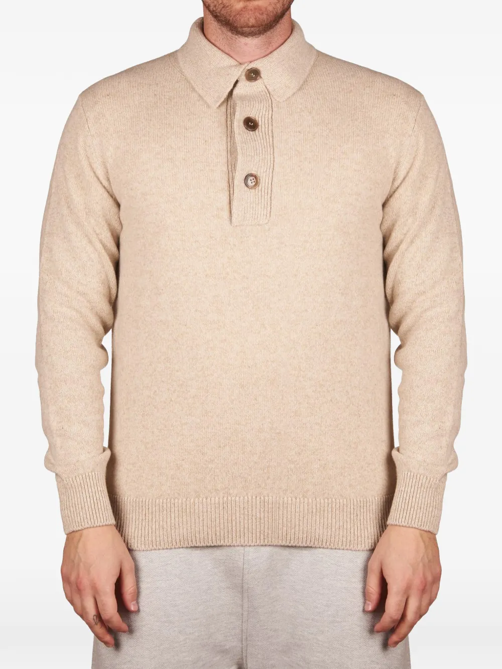 Filippo De Laurentiis long-sleeve knitted polo-collar sweater - Toni neutri