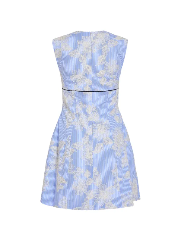 markarian blue dress Bonnie floral-embroidered Striped Mini | fully lined Materials CP1 Kids Birthday Pageant Party Color:M-Chocolate