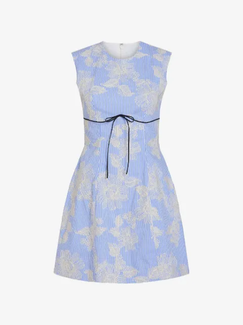 Markarian Gestreiftes Bonnie Minikleid mit Blumenstickerei