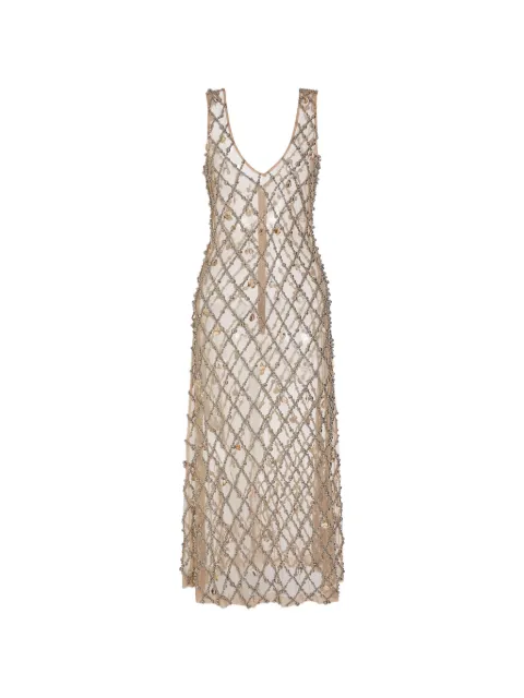 Markarian robe mi-longue Odette ornée de perles et coquillages